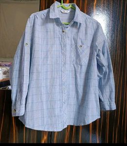 Blue Plaid Button-Up Shirt