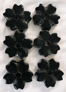 Set of 6 Black Flower charcoal soap
