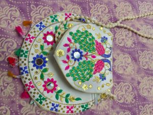 Embroidered Peacock Clutch Bag