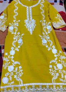 Mustard Yellow Embroidered Kurti 🌙