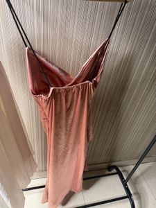 Satin Slip Dress with Ruffle Detail