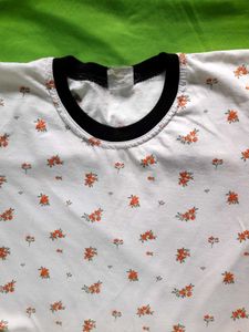Floral Print Ringer Tee Tshirt Women's Flower Top