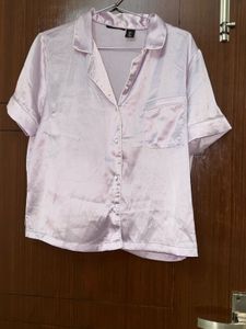 Satin Pajama Top - Lavender