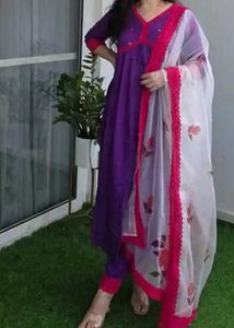 Vibrant Purple Kurta Set with Dupatta