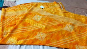 Vibrant Orange Saree with blouse piece