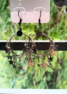 Chunky Hoop Earrings with Star Charms