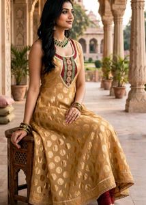Golden Polka Dot Anarkali Gown