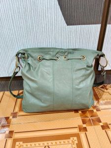 Green Studded Leather Shoulder Bag