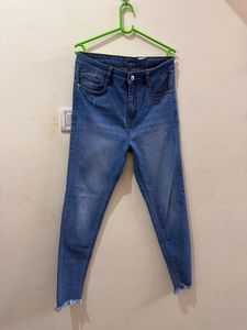 Mid Waist Blue Jeans