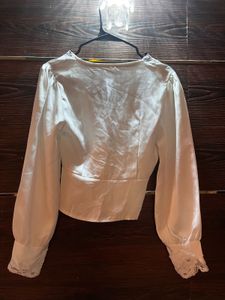 Elegant White Lace Trim Blouse