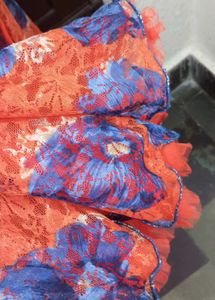 Orange Floral Lace Ethnic Gown