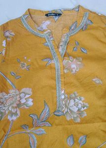 Mustard Yellow Floral Kurta Set