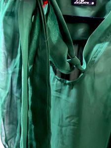 Green Sheer Tie Neck Top