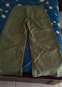 Olive Green Wide Leg Jeans