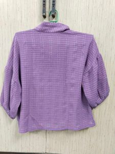 Chic Purple Textured Button-Up Top