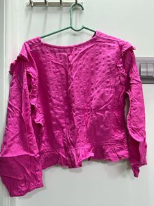 V-Neck Ruffle Detail Crop Top