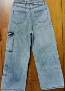 NEWME Grey Cargo Wide leg Jeans