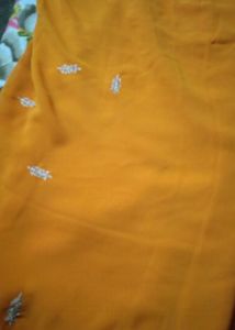 Elegant Mustard Embroidered Fabric