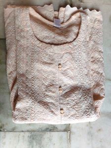 chikankari pattern with threads short beautiful ku