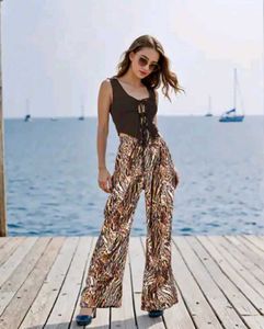 Shein Animal Print Wide Leg Pants