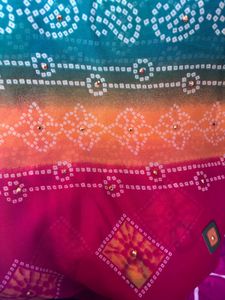 Beautiful Green Red &amp; Yellow Bandhani Print Ethnic