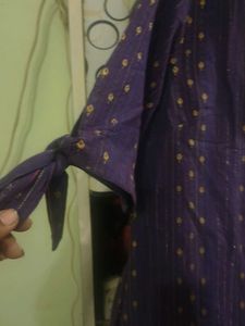 Elegant Purple Kurta with Golden Print