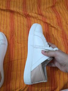 Stylish White &amp; Tan Sneakers
