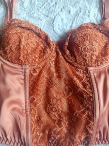 Orange Lace Corset Top