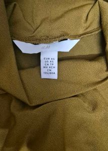 H&amp;M - Mustard Ruched Long Sleeve Dress