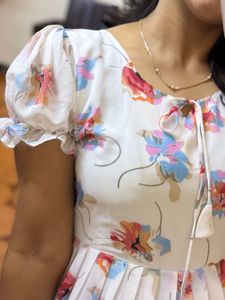 New piece Customized Floral Print White Maxi Dress