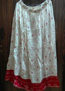 Vibrant Red Bandhani Print Kurta &amp; Skirt Set