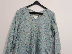 Light Blue Leaf Print Tunic