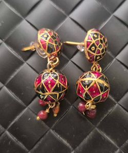 Ethnic Enamel Dangle Earrings-New