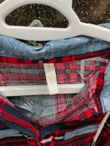 Red Plaid Hooded Shirt