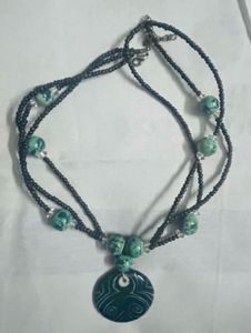 Boho Beaded Necklace with Pendant