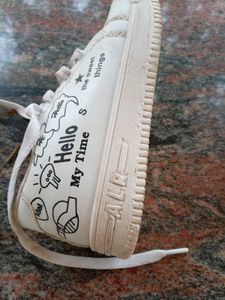White Casual Sneakers with Cute Graphics