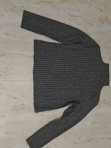 Grey Striped Turtleneck Top