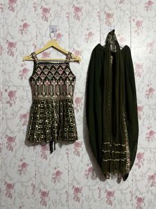Elegant Olive Green Embroidered Kurta Set