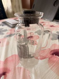 New Glass Pitcher with Cityscape Design