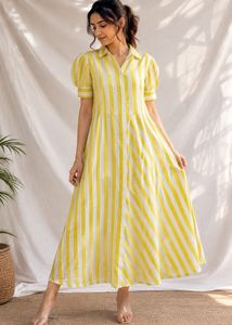 yellow striped short dress