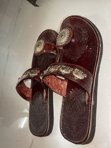 PURE Embellished Brown Leather Sandals