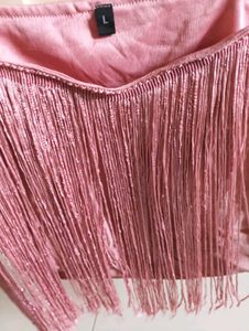 Pink Fringed Spaghetti Strap Top