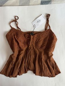 Stradivarius Brown Ruffle Camisole Top
