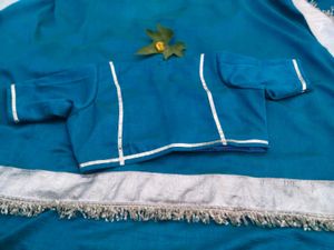 Beautiful Teal Saree with Embellished Border