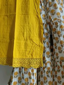 Yellow Kurta Set with Printed Palazzo