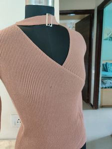 Ribbed Nude Full Sleeves Top