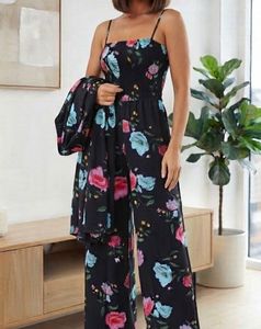 Floral Print Jumpsuit with cover up jacket