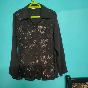 Sparkling Coffee brown Button-Up Top