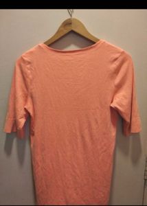Coral Henley Top with Buttons