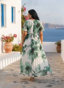 Elegant Green Floral Maxi Dress